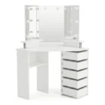 COIFFEUSE 5 TIROIRS + MIROIRS + LED - BLANC