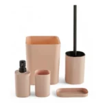 LOT DE 5 ACCESSOIRES SALLE DE BAIN - ROSE