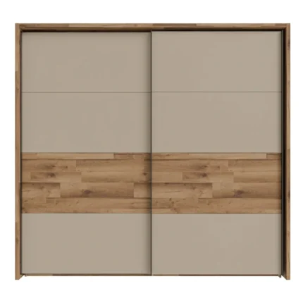 ARMOIRE 2 PORTES COULISSANTES  - BLANC ET CHÊNE