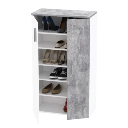 RANGEMENT CHAUSSURE 2 PORTES - BLANC ET GRIS