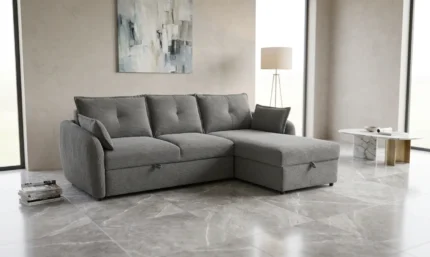 CANAPÉ D'ANGLE DROIT CONVERTIBLE - GRIS