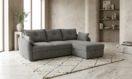 CANAPÉ D'ANGLE GAUCHE CONVERTIBLE - GRIS