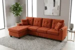 CANAPE D'ANGLE REVERSIBLE EFFET VELOURS CÔTELÉS - TERRACOTTA