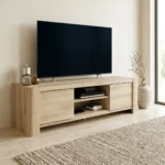 MEUBLE TV 2 PORTES + 2 NICHES - CHENE