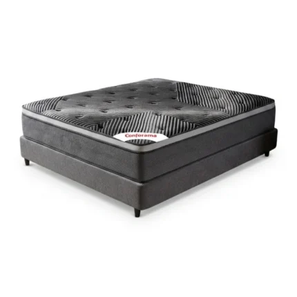 PACK MATELAS RESSORT + SOMMIER 140 X 190  CM + PIEDS - GRIS