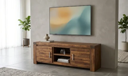 MEUBLE TV 2 PORTES + 2 NICHES -  ACACIA MASSIF