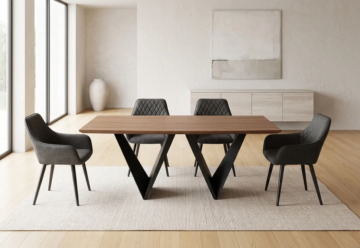 AI Generated Product Image TABLE + 6 CHAISES - NOIR ET BOIS – Image 1