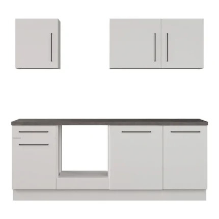 CUISINE EN BLOC - BLANC & GRIS ( HORS ELECTROMÉNAGERS ET SANITAIRE )