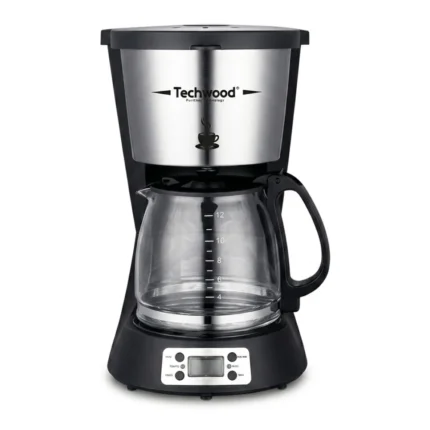 CAFETIÈRE FILTRE PROGRAMMABLE 1000 W 1,5 L 12 TASSES ÉCRAN LCD ARRÊT AUTO 40 MIN - NOIR & INOX - TEC