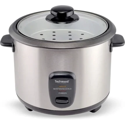 CUISEUR À RIZ ET VAPEUR 700 W 1,8 L CUVE ALUMINIUM ANTIADHÉSIVE MAINTIEN AU CHAUD - INOX - TECHWOOD