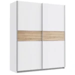 ARMOIRE 2 PORTES COULISSANTES -  BLANCHE ET CHENE SONOMA