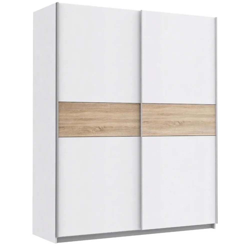 AI Generated Product Image ARMOIRE 2 PORTES COULISSANTES - BLANCHE ET CHENE SONOMA – Image 1
