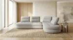 CANAPÉ D'ANGLE MODULABLE EN TISSU - GRIS