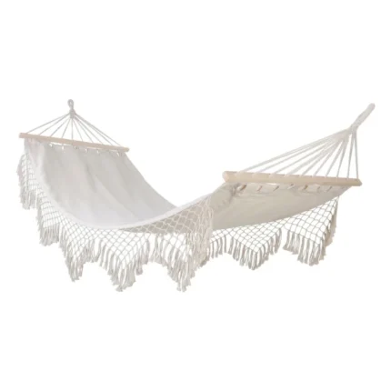 HAMAC MACRAMÉ AVEC BARRE DE SUSPENSION