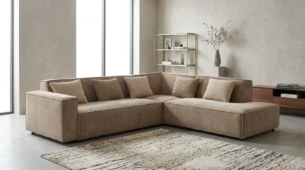 CANAPE D'ANGLE DROIT TISSU - MARRON