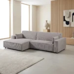 CANAPE D'ANGLE GAUCHE TISSU CÔTELÉ - GRIS FONCE