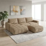 CANAPE CONVERTIBLE D'ANGLE DROIT + OTTOMAN  - BEIGE