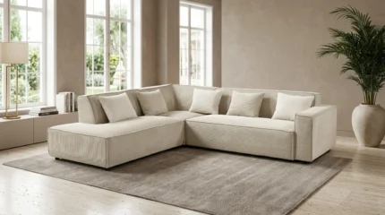 CANAPE D'ANGLE GAUCHE TISSU - BEIGE