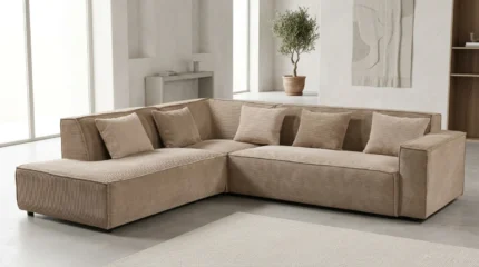 CANAPE D'ANGLE GAUCHE TISSU - MARRON