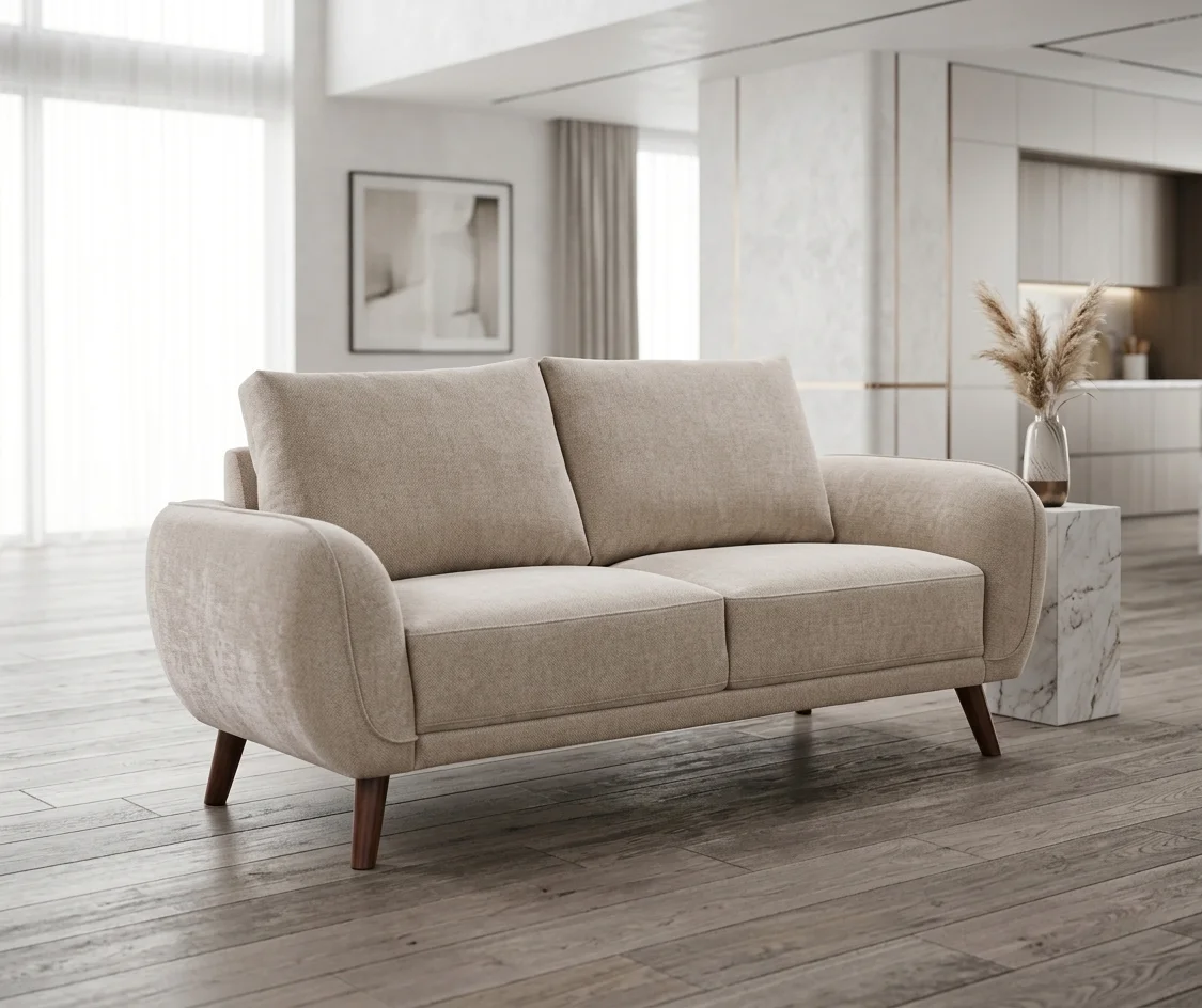 AI Generated Product Image CANAPÉ 2 PLACES EN TISSUS - BEIGE – Image 1