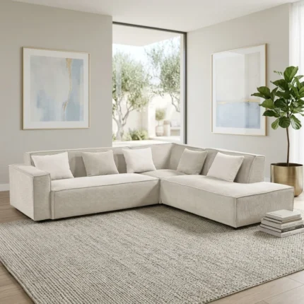 CANAPE D'ANGLE DROIT TISSU - BEIGE
