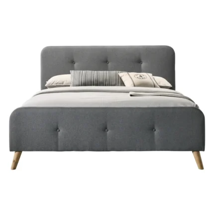 LIT TISSU 140 X 190 CM AVEC SOMMIER - GRIS