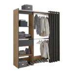 DRESSING 1 TIROIR + NICHES ET RIDEAU - CHÊNE