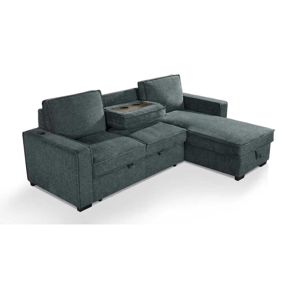 AI Generated Product Image CANAPE D'ANGLE REVERSIBLE ET CONVERTIBLE AVEC COFFRE DE RANGEMENT - VERT – Image 1