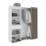 DRESSING 1 TIROIR + NICHES ET RIDEAU - BLANC