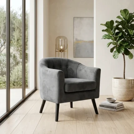 FAUTEUIL CLUB EN TISSU - GRIS