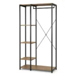 DRESSING OUVERT 4 TABLETTES - CHÊNE MODERN OAK ET MÉTAL NOIR