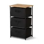 COMMODE 3 TIROIRS - CHÊNE ET MÉTAL NOIR