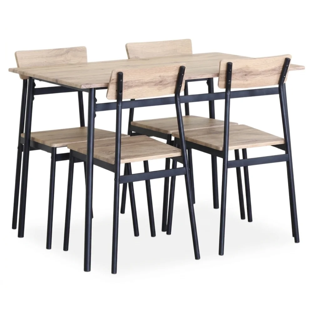 AI Generated Product Image TABLE + 4 CHAISES - CHÊNE ET MÉTAL NOIR – Image 1