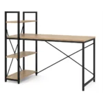BUREAU AVEC ÉTAGÈRE - CHÊNE MODERN OAK ET MÉTAL NOIR