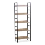 ÉTAGÈRE 5 TABLETTES - CHÊNE MODERN OAK ET MÉTAL NOIR
