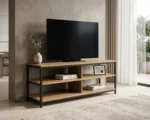 MEUBLE TV - CHÊNE MODERN OAK ET MÉTAL NOIR