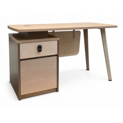 BUREAU 2 TIROIRS - BEIGE ET GRIS CLAIR