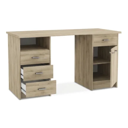 BUREAU 1 PORTE ET 4 TIROIRS -  CHENE