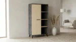 VITRINE 1 PORTE ET 4 NICHES - CHENE ET NOIR