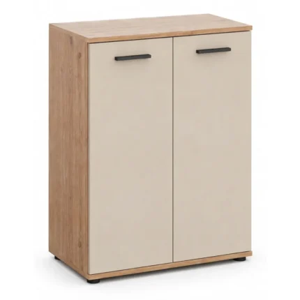 COMMODE 2 PORTES - CHENE ARTISAN & BEIGE