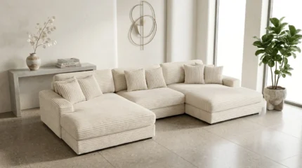 CANAPÉ D'ANGLE EN U TISSU - BEIGE