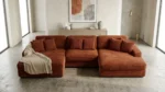 CANAPÉ D'ANGLE EN U TISSU - TERRACOTTA