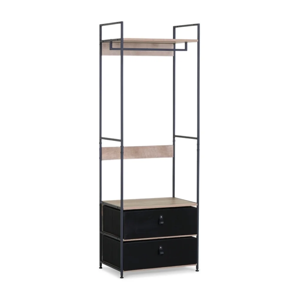 AI Generated Product Image DRESSING 2 RANGEMENTS TISSU 1 ÉTAGÈRE - CHÊNE ET MÉTAL NOIR – Image 1