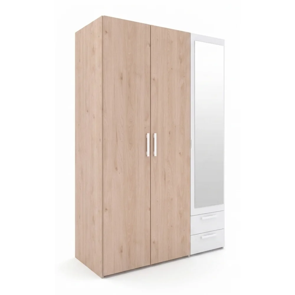 AI Generated Product Image ARMOIRE 3 PORTES / 2 TIROIRS & 1 MIROIR - CHÊNE ET BLANC – Image 1