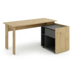BUREAU D'ANGLE AVEC RANGEMENT - GRIS ET CHÊNE