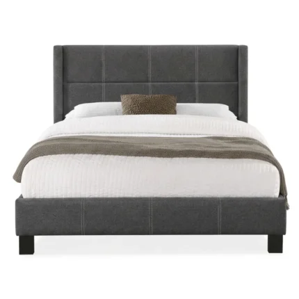 LIT 160 X 200 CM EN TISSU AVEC SOMMIER - NOIR