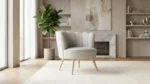 FAUTEUIL EN TISSU - GRIS CLAIR