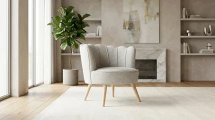 FAUTEUIL EN TISSU - GRIS CLAIR