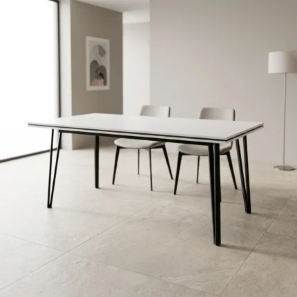 TABLE RECTANGLE LAQUÉ - BLANC & NOIR