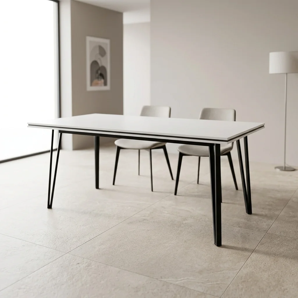 AI Generated Product Image TABLE RECTANGLE LAQUÉ - BLANC & NOIR – Image 1